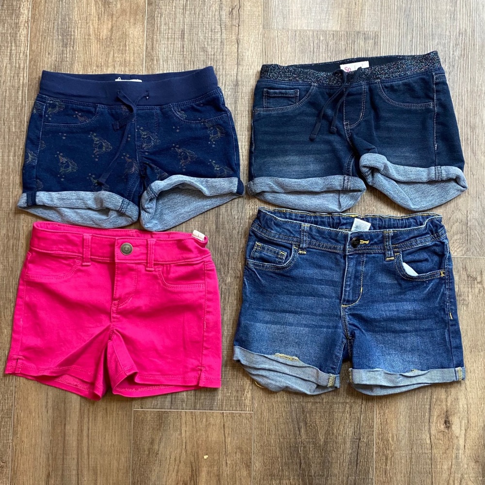 Girls Shorts Bundle Size 7 Wonder Nation SO Denim Pink Unicorn Glitter 4pk